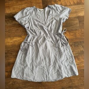 Madewell Blue/White Striped Wrap Dress